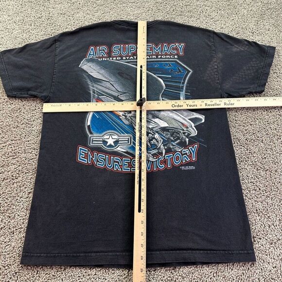 Air Force Shirt Mens L Black Blue Air Supremacy Ensures Victory USAF 7.62 FLAW - Picture 7 of 13
